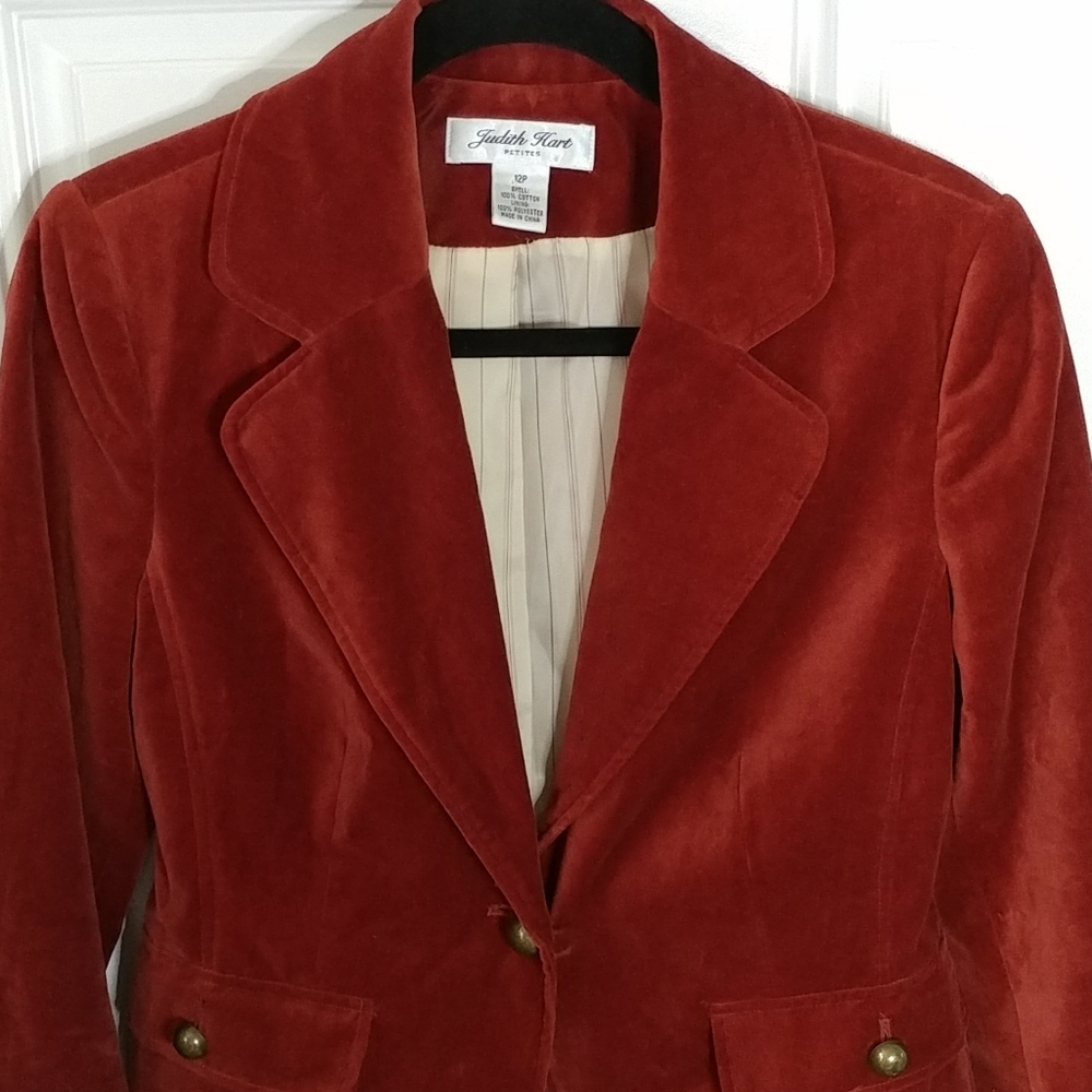 Joseph Hart Smokin' Burnt Orange Velvet Blazer 12